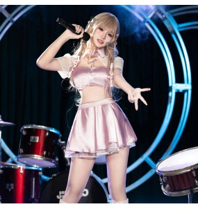 FEE ET MOI - KPOP Girl Group Crop Top Performance Set (Pink - White)